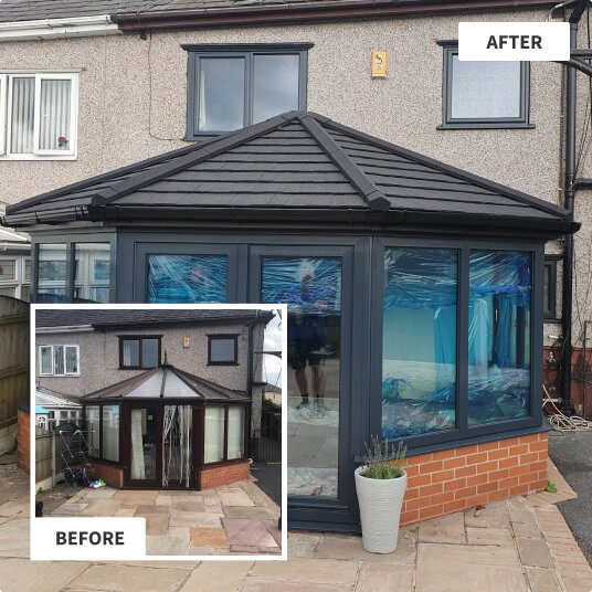 Victorian Conservatory Roof Replacements before and after