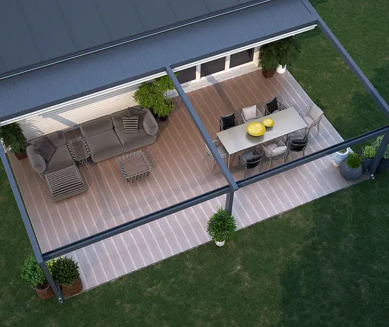 Enhance your garden with a stylish, year-round folding veranda